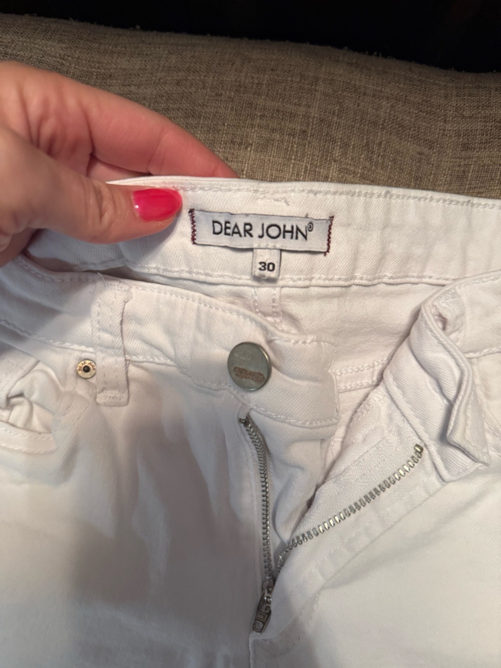 Dear John White High-Rise Denim Shorts with Zip Fly - Picture 2 of 3
